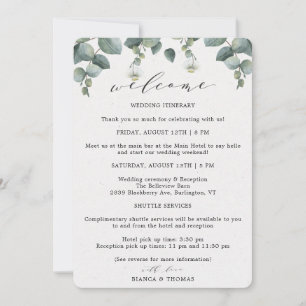 Faire-part Elégant Eucalyptus Mariage Jour Itinéraire