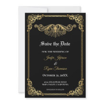 Elegant gold Gothic wedding save the date