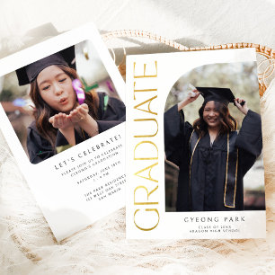 Faire-part Elégant Gold Type Arch Graduation Photo