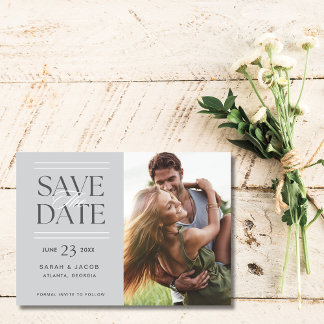 Faire-part Elegant Grey Photo Wedding Enregistrer la date