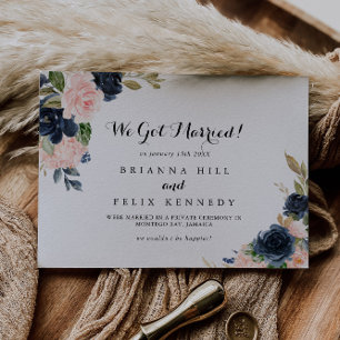 Faire-part Élégant Hiver Simple Calligraphie Florale Elopemen