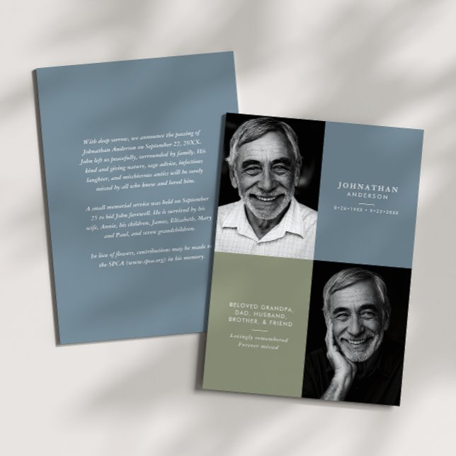 Faire-part Elegant Modern 2-Photo Printed/Downloadable Death (Créateur téléchargé)