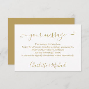 Faire-part Elegant Modern Chic Gold Event Message Card
