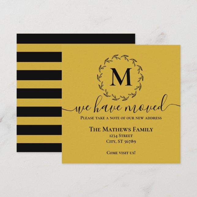 Faire-part Élégant Monogramme De Couronne Noire Or Nous Avons (Devant / Derrière)