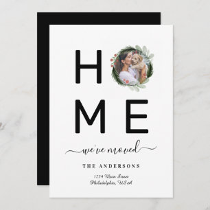 Faire-part Élégant noir Nous avons déplacé la couronne photo 