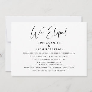 Faire-part Elégant Nous Avons Elopé Mariage Réception