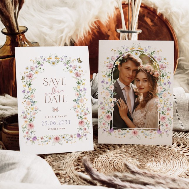 Faire-part Elégant Pastel Mariage Fleur sauvage Enregistrer l (Créateur téléchargé)