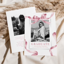 Élégant Pink Bow Photo Graduation