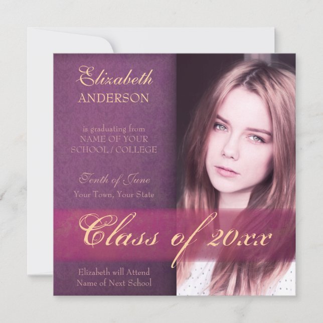 Faire-part Élégant Purple Daughter's Graduation (Devant)