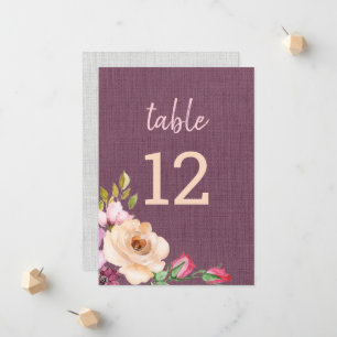 Faire-part Elégant Purple Pêcher Rose toile texturée