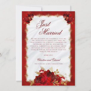Faire-part Élégant Rose d'or rouge floral  Mariage photo