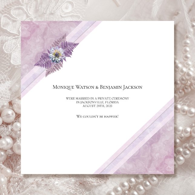 Faire-part Élégant Rose Dusty, juste marié Mariage (Créateur téléchargé)