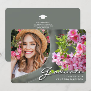 Faire-part Elégant Sage Fleurs de Script   Modern Photo Grad