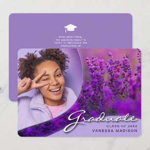 Faire-part Élégant Script Fleurs violettes   Modern Photo Gra