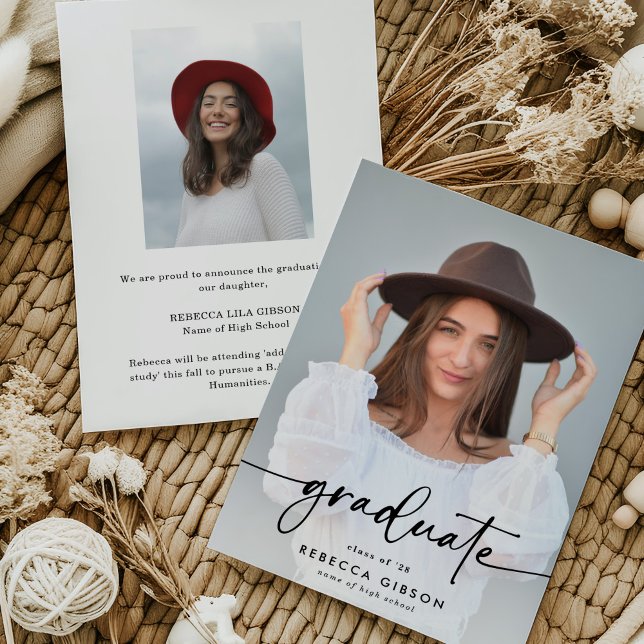 Faire-part Elegant Script Graduate 2 Photo Collage Graduation (Créateur téléchargé)