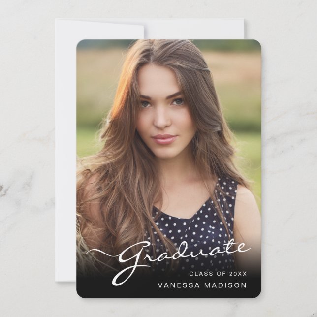 Faire-part Élégant script moderne | Photo tendance (Devant)