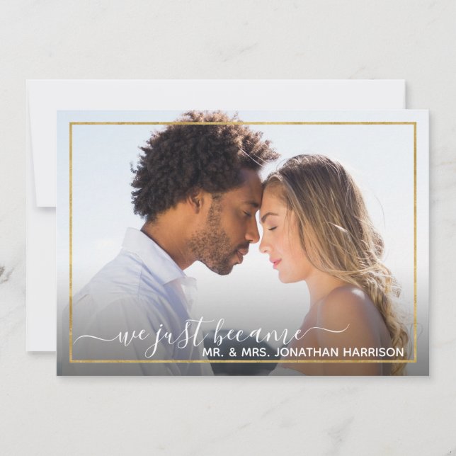 Faire-part Elégant Simple Gold Photo Just Married Website (Devant)