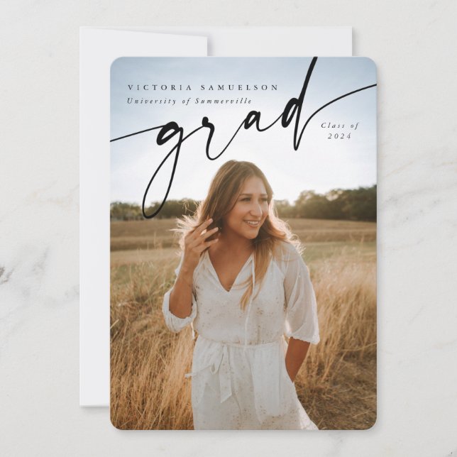 Faire-part Élégant superposition de script deux diplômes de p (Devant)