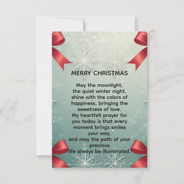 Faire-part Elegant Winter Snowflake Frame with Red Bows (Devant)