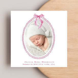 Faire-part Elégante Aquarelle rose Photo Fille Naissance