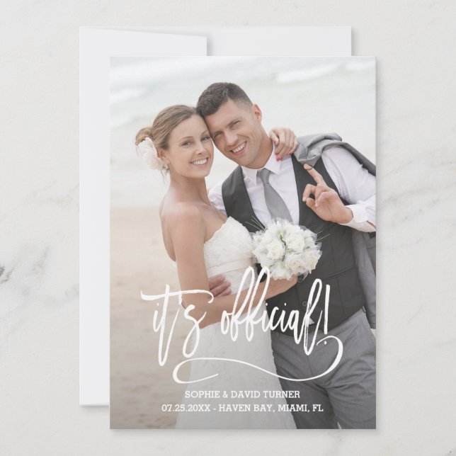 Faire-part Élégante calligraphie C'est le Mariage officiel (Devant)