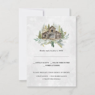 Faire-part Élégante Grange Mariage aquarelle RSVP