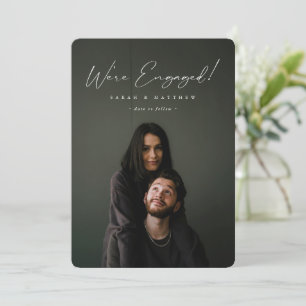 Faire-part Elégante main blanche écrite Script Fiançailles Ph