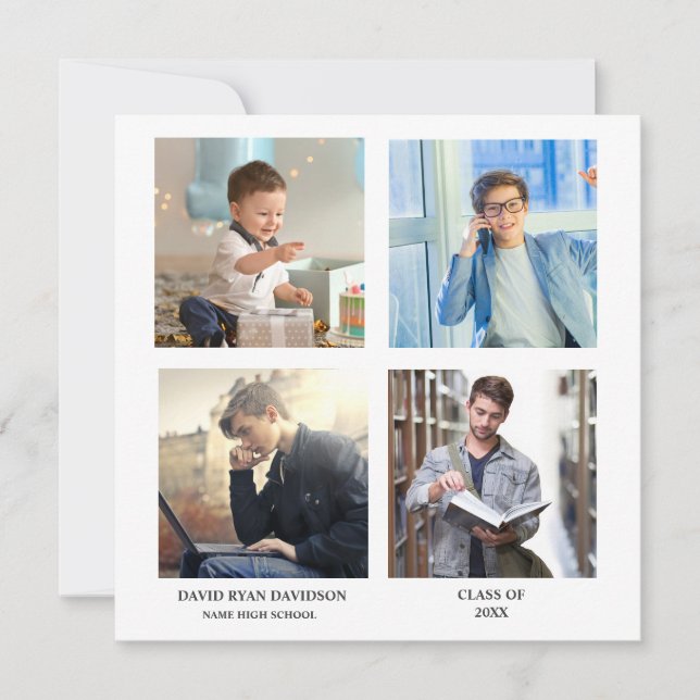 Faire-part Élégante Photo Collage Graduation Party (Devant)