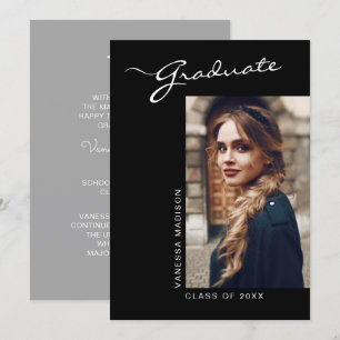 Faire-part Élégante photo de script moderne   Graduation