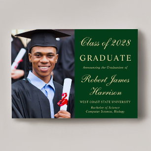 Faire-part Élégante photo Green Gold College Graduation