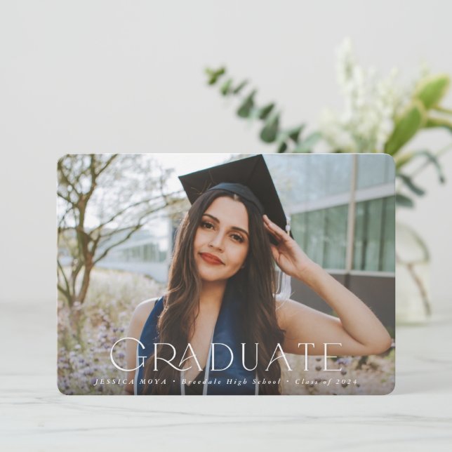 Faire-part Élégante superposition typographique Deux diplômes (Debout devant)