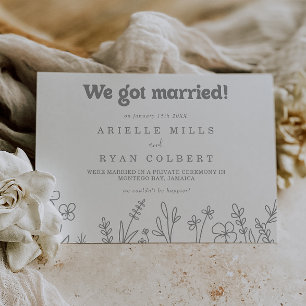 Faire-part Élémentaire Mariage Intime Fleur Sauvage Gris Atté