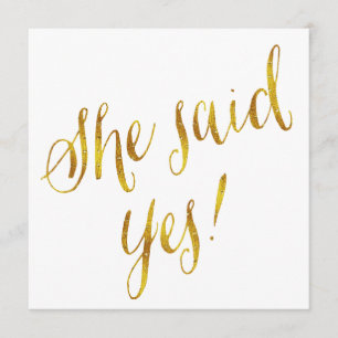 Faire-part Elle A Dit Oui Citer Faux Gold Foil Metallic Desig