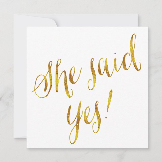 Faire-part Elle A Dit Oui Citer Faux Gold Foil Metallic Desig (Devant)