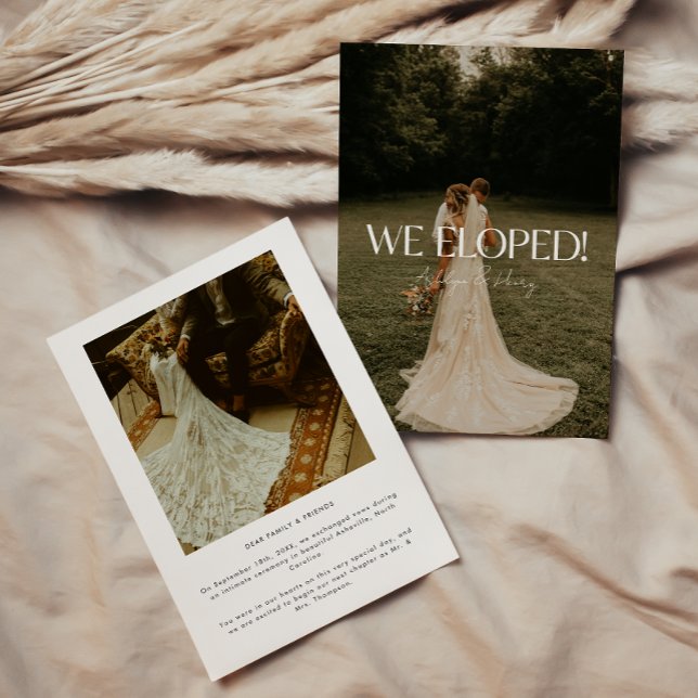 Faire-part Elopement Mariage 2 Photo De Script Moderne (Créateur téléchargé)