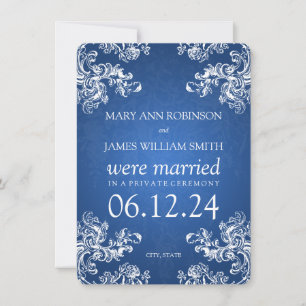 Faire-part Elopement Mariage Vintage Fils 2 Sapphire Bleu