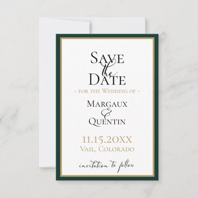 Faire-part Émeraude Forest Enregistrer la date (Devant)