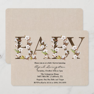 Faire-part en coton avec alphabet pour Baby Shower