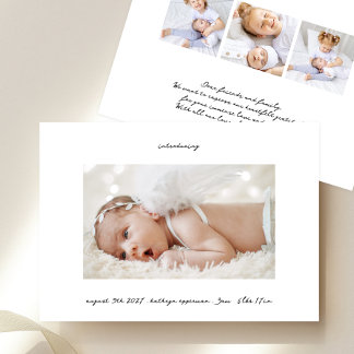 Faire-part encre manuscrite noir introduction photo naissance