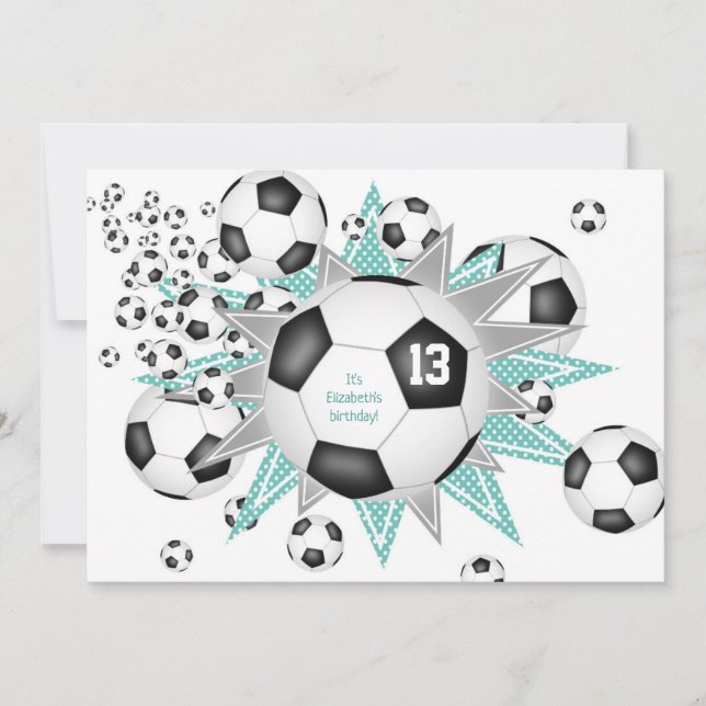 Faire-part enfants sport anniversaire balle de football étoil (Devant)