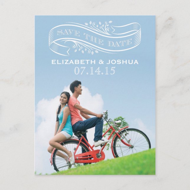 Faire-part Enregistrer la carte postale de la bannière de dat (Devant)