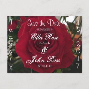 Faire-part Enregistrer la carte postale Rose date