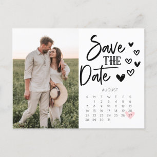 Faire-part Enregistrer La Date Calendrier Carte Postale Main 