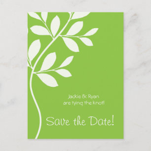 Faire-part Enregistrer la date Carte postale Lime Green Leaf 