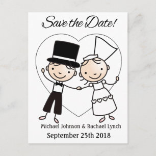 Faire-part Enregistrer la date Carte postale mignonne Cartoon