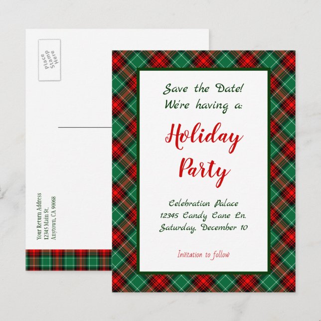 Faire-part Enregistrer la date Carte postale modifiable Red G (Devant / Derrière)