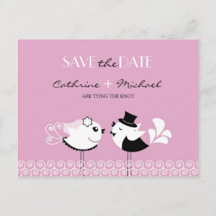 Faire-part Enregistrer La Date Carte Postale Oiseaux Mariages
