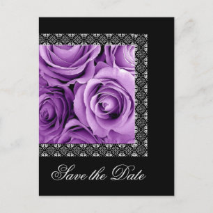 Faire-part Enregistrer la date Carte postale PURPLE Roses ARG