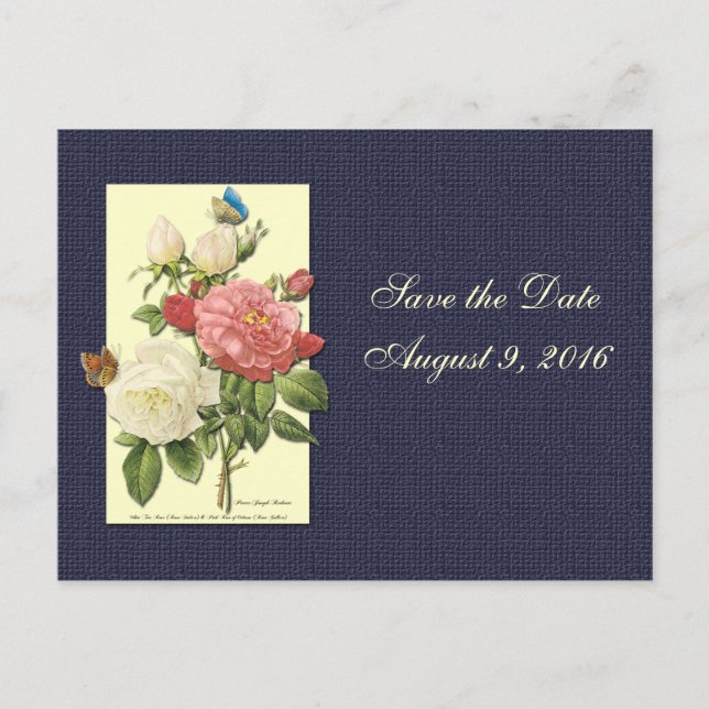 Faire-part Enregistrer la date Carte postale Roses rouges bla (Devant)