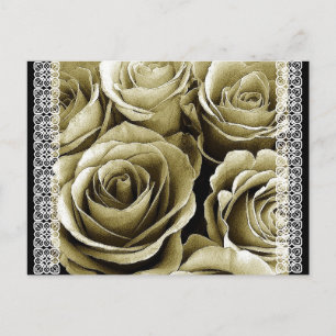 Faire-part Enregistrer la date Carte postale Roses SEPIA